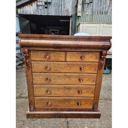 905 - Mahogany Scotch Chest Of Drawers  H132cm W122cm D61cm