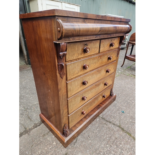 905 - Mahogany Scotch Chest Of Drawers  H132cm W122cm D61cm