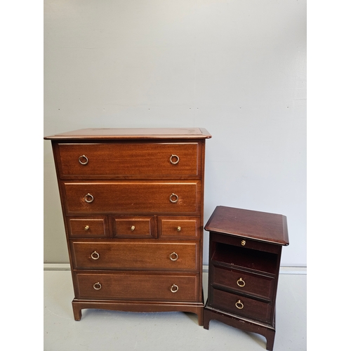 906 - Stag Chest Of Drawers H112cm W82cm D47cm & Matching Bedside Cabinet