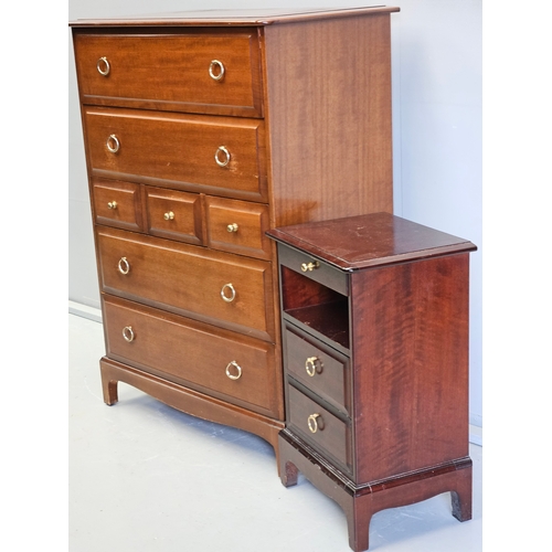 906 - Stag Chest Of Drawers H112cm W82cm D47cm & Matching Bedside Cabinet