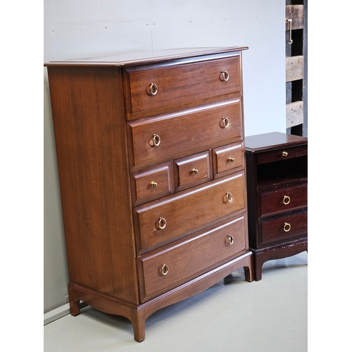 906 - Stag Chest Of Drawers H112cm W82cm D47cm & Matching Bedside Cabinet