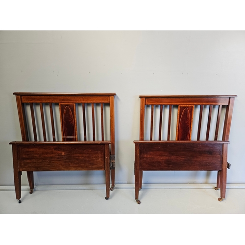 909 - 2 Mahogany Inlaid Bed Ends