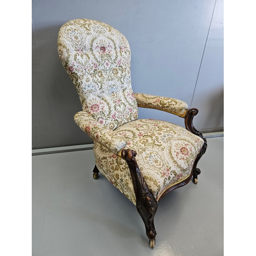 921 - Victorian Mahogany Upholstered Armchair