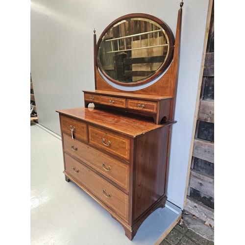 923 - Victorian Mahogany Inlaid Dressing Table H163cm W106cm D51cm