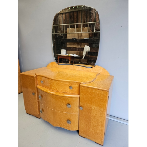 926 - Art Deco Maple Wood Gentleman's Wardrobe & Dressing Table