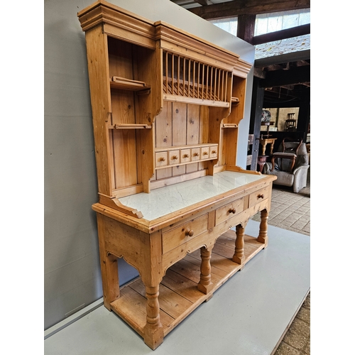 951 - Pine Kitchen Dresser H210cm W190cm D84cm