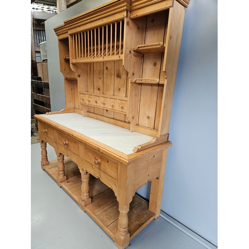 951 - Pine Kitchen Dresser H210cm W190cm D84cm