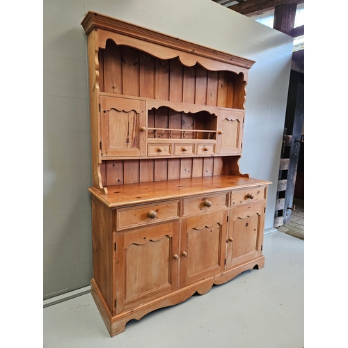 953 - Pine Kitchen Dresser H195cm W152cm D50cm