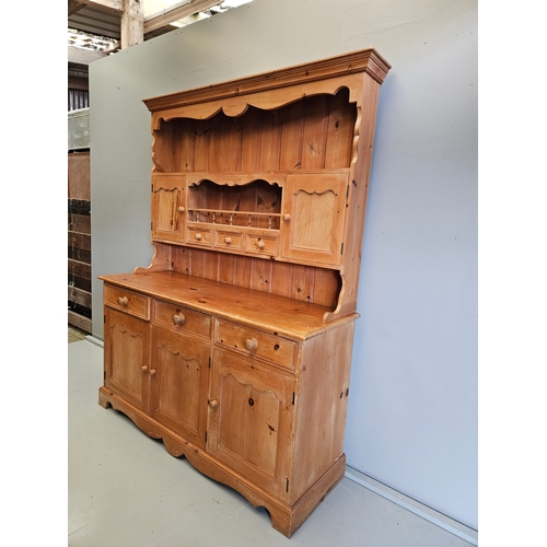 953 - Pine Kitchen Dresser H195cm W152cm D50cm