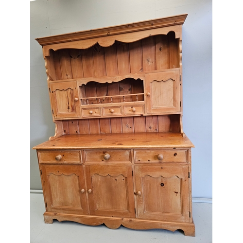 953 - Pine Kitchen Dresser H195cm W152cm D50cm