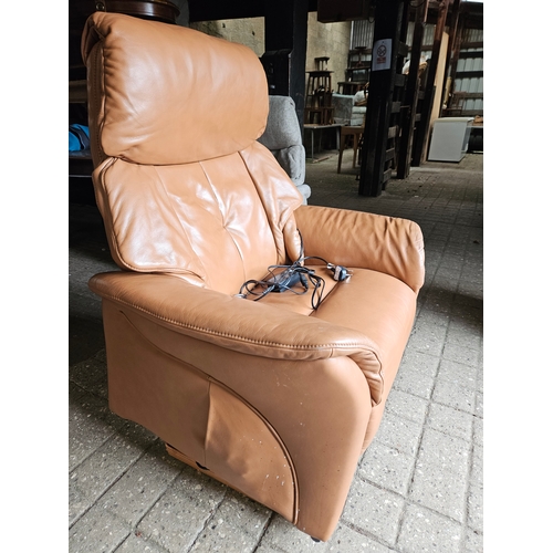 976 - Brown Leather Electric Recliner Chair