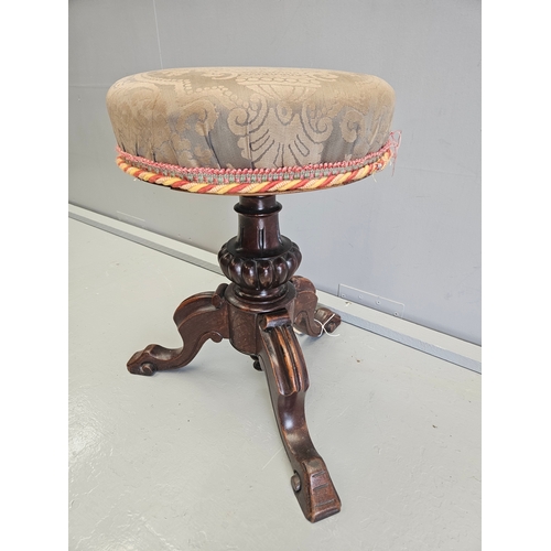 986 - Victorian Mahogany Round Piano Stool H49cm