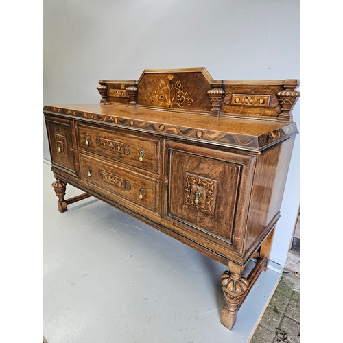 1002 - Oak Inlaid Sideboard H125cm W182cm D60cm