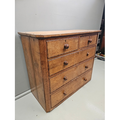 1025 - Oak Inlaid Chest Of Drawers H102cm W119cm D57cm