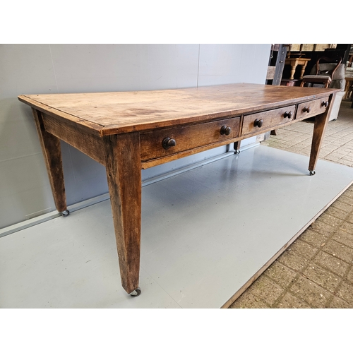 1029 - Victorian Pine Kitchen Table H80cm L217cm W96cm