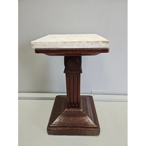 1041 - Mahogany Marble Top Jardiniere Stand H49cm