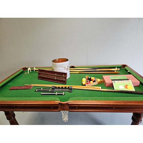 1043 - Mahogany Half Size Snooker Table & Accessories