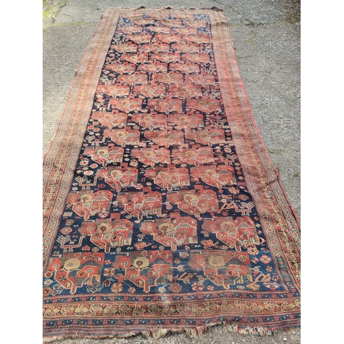 1059 - Persian Style Rustic Coloured Rug L388cm W163cm