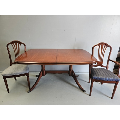 1075 - Mahogany Dining Table, 6 Chairs & 1 Carver Chair