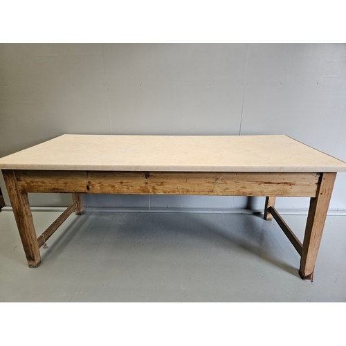 1076 - Victorian Pine Preparation Table With Modern Worktop H81cm L204cm W90cm