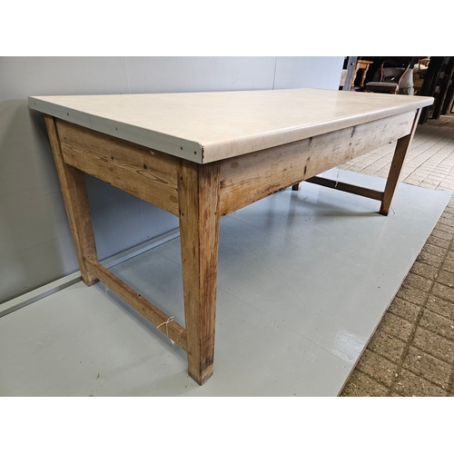 1076 - Victorian Pine Preparation Table With Modern Worktop H81cm L204cm W90cm