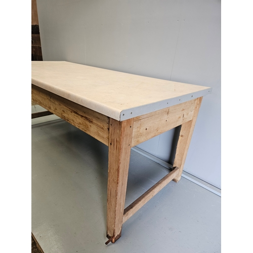 1076 - Victorian Pine Preparation Table With Modern Worktop H81cm L204cm W90cm