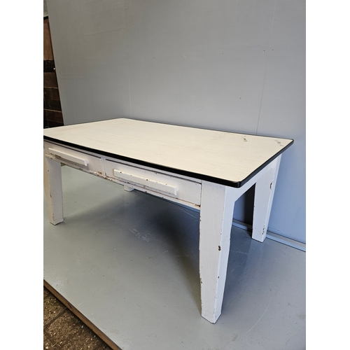 1081 - Painted Pine Formica Top Preparation Table H73cm L155cm D90cm