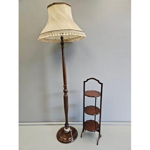 1087 - Mahogany 3 Tier Cakestand & Standard Lamp