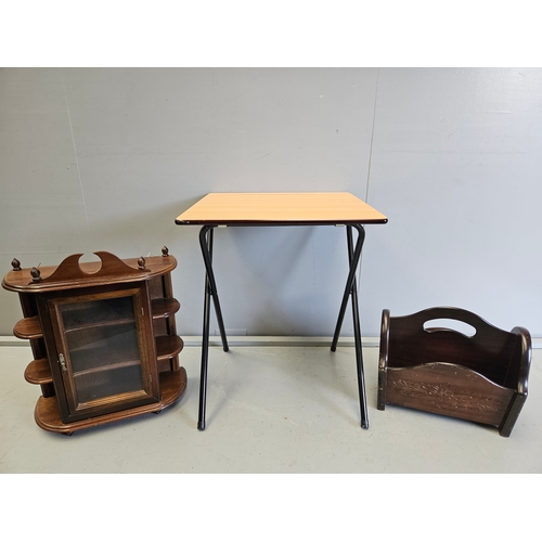 1113 - Small Folding Desk, Magazine Rack, Wall Cabinet