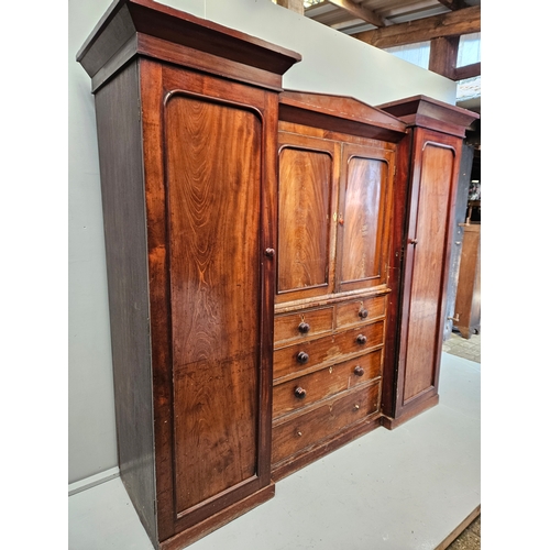 1122 - Victorian Mahogany Wardrobe (A/F) H192cm W212cm D62cm