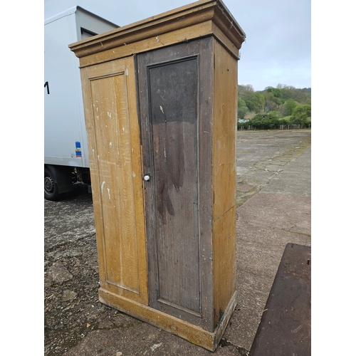 1138 - Pitch Pine Kitchen Cupboard H203cm W111cm D54cm