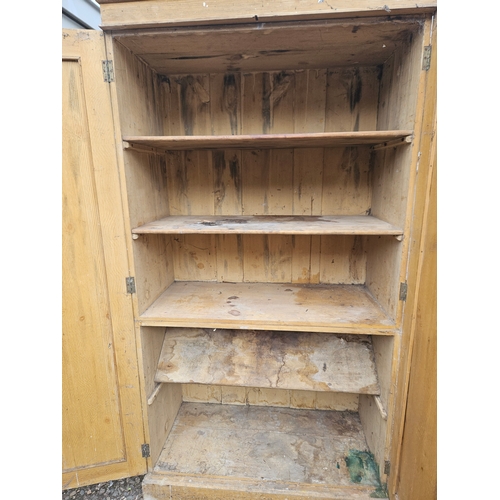 1138 - Pitch Pine Kitchen Cupboard H203cm W111cm D54cm