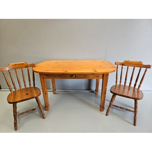 1146 - Pine Kitchen Table H76cm L136cm W98cm & 6 Chairs