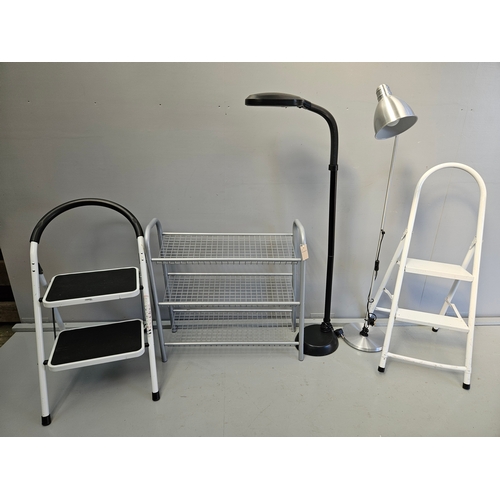 1161 - Shoe Rack, 2 Reading Lamps, 2 Sets Of Step Ladders