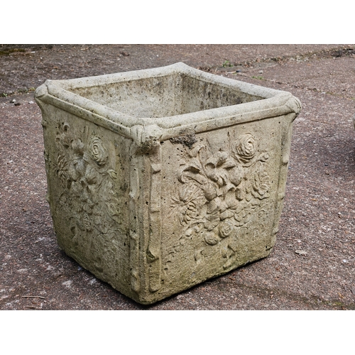 1190 - Square Stoneware Planter H36cm W39cn D39cm