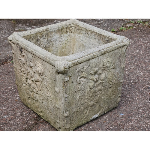 1190 - Square Stoneware Planter H36cm W39cn D39cm