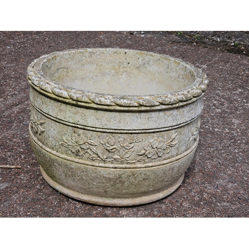 1192 - Round Stoneware Planter H28cm W42cm