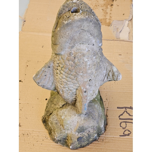 1194 - Stoneware Fish Fountain Head Water Feature H41cm