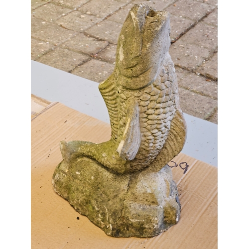 1194 - Stoneware Fish Fountain Head Water Feature H41cm