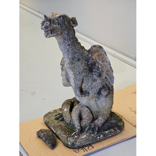 1195 - Stoneware Dragon Garden Ornament H65cm A/F