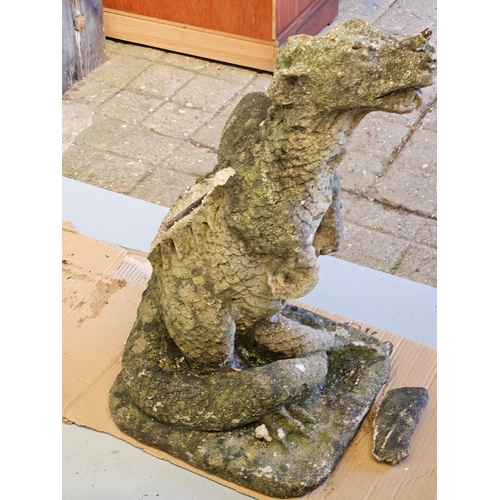 1195 - Stoneware Dragon Garden Ornament H65cm A/F