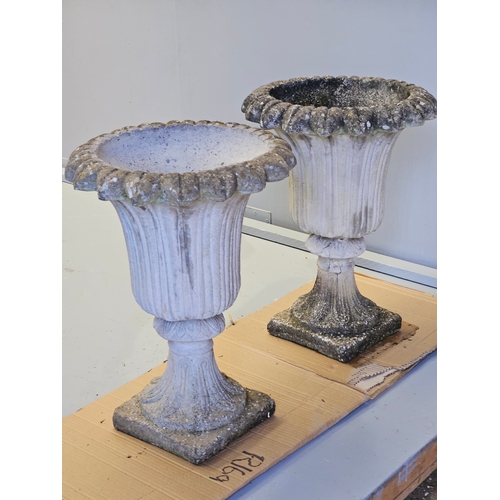 1197 - A Pair Of Ware Fluted Urns H53cm W39cm