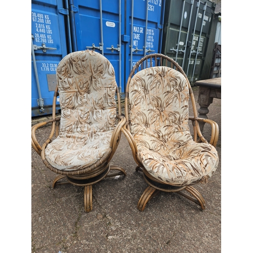 1201 - 2 Bamboo Swivel Conservatory Chairs