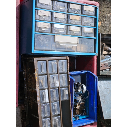 1206 - Metal Toolbox & Contents, 2 Storage Cabinets Etc