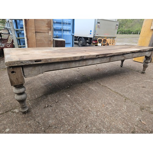 1211 - Large Victorian Scullery Dining Table H78cm L360cm W98cm