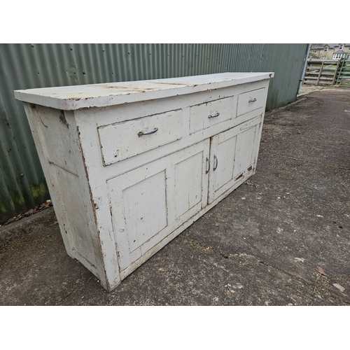 1212 - Painted Pine Kitchen Cupboard H92cm W183cm D45cm