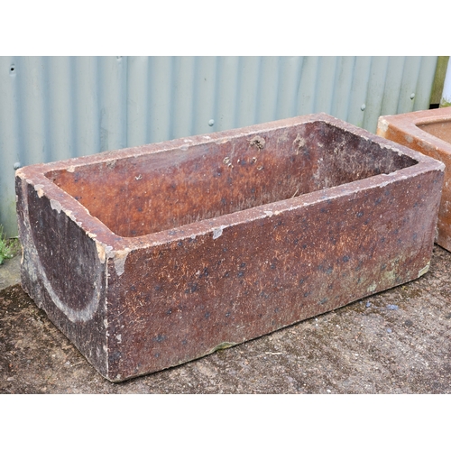 1220 - Brown Glazed Trough H30cm W89cm D46cm