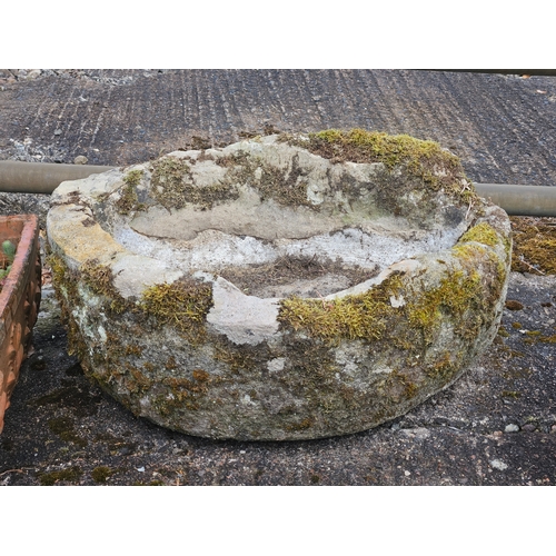 1233 - Half Moon Stone Trough H21cm W64cm D41cm