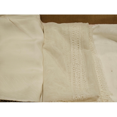 44 - Box Including White Table Linen Etc