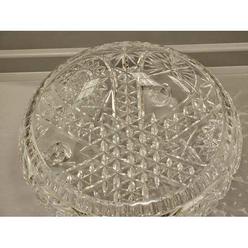 69 - Large Cut Glass 3 Footed Fruit Bowl H13cm W32cm